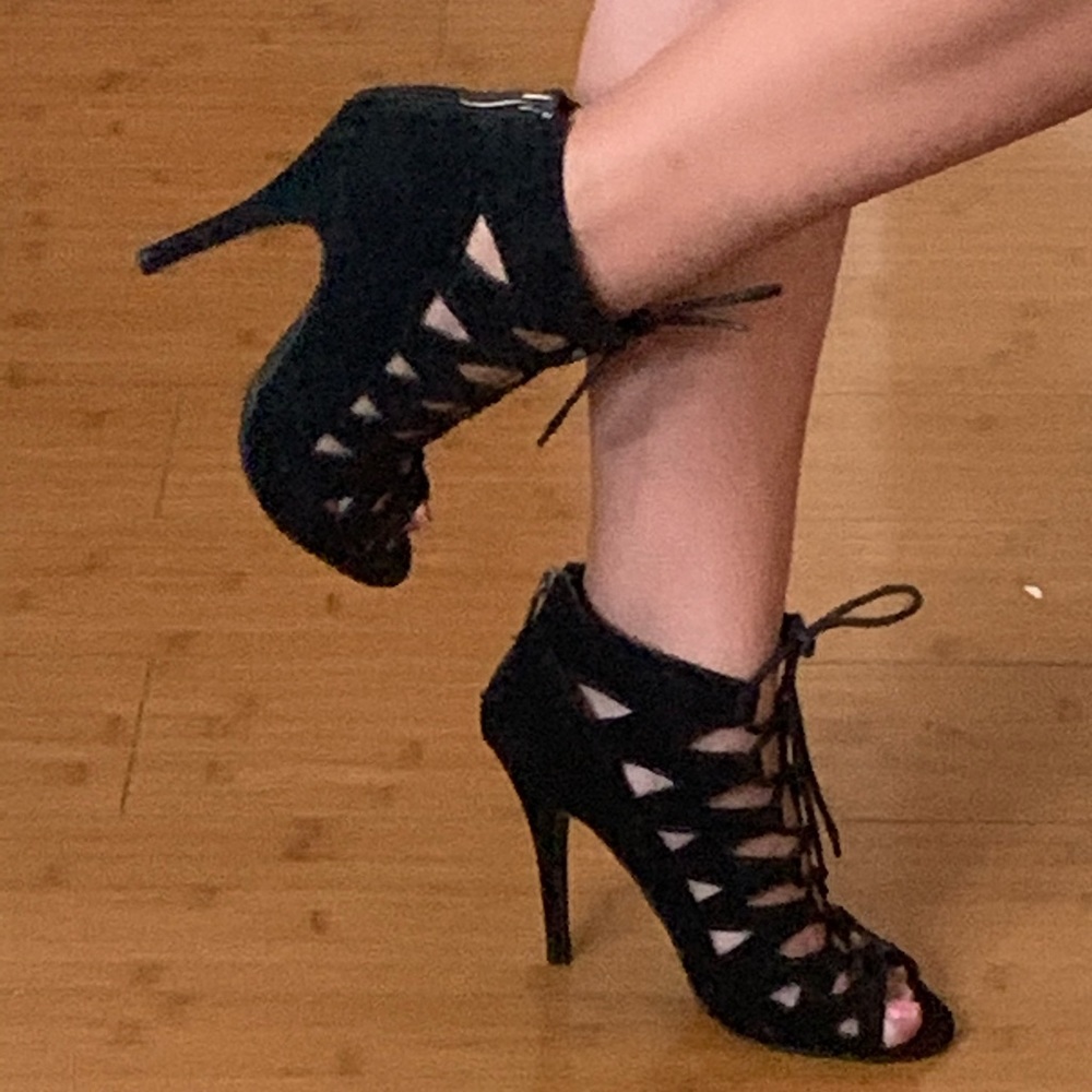 Black suede heels